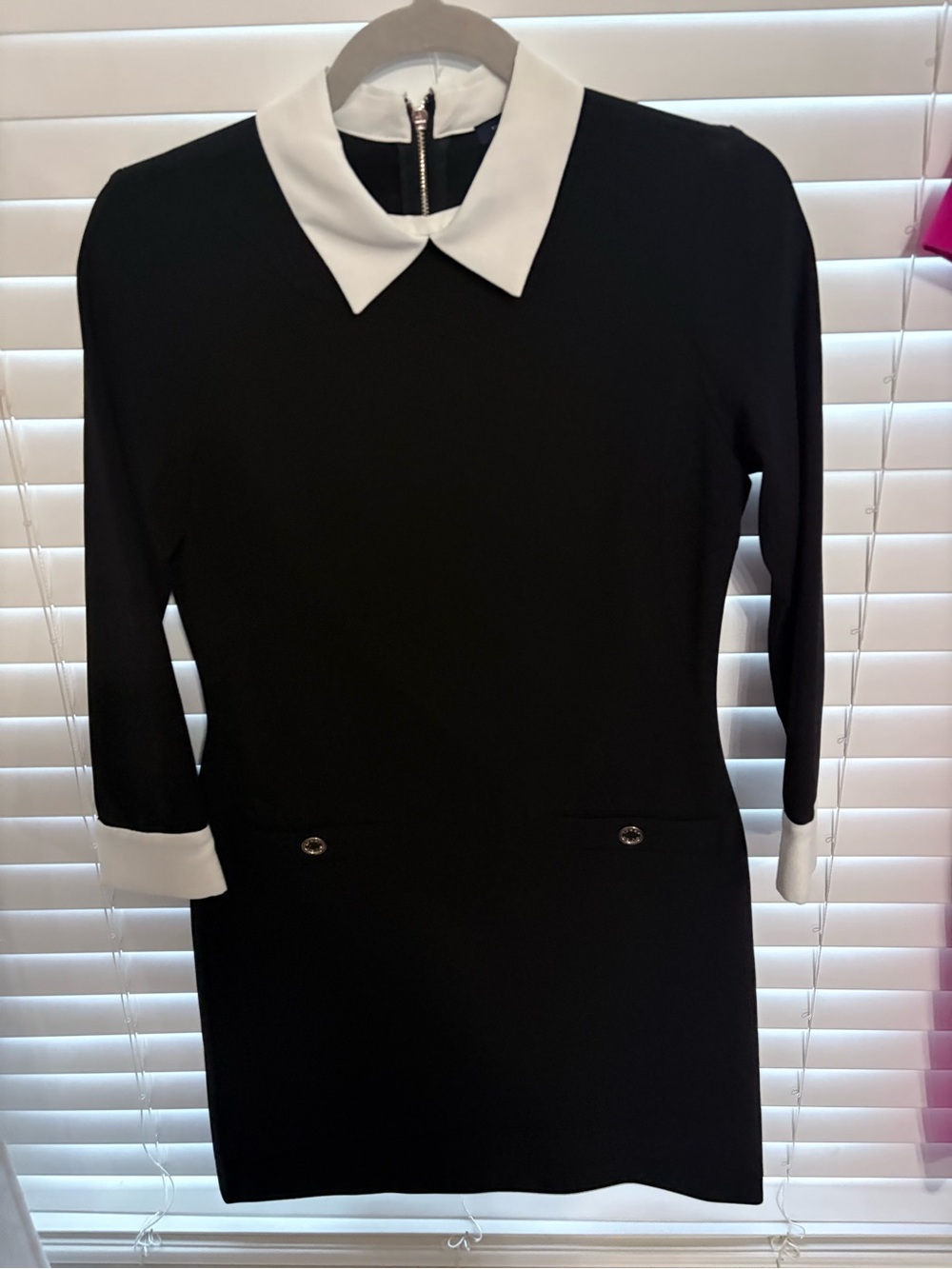 Tommy Hilfiger Black Dress with White Collar & Cuffs